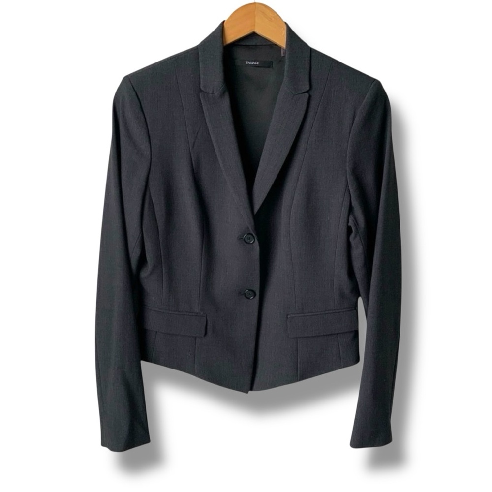 TAHARI Blazer Cropped Office Corpcore Minimalist Gray Size 12 Minimalist